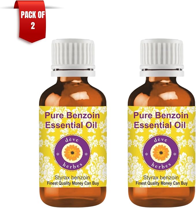 dève herbes Benzoin Essential Oil (Styrax Benzoin) Pure | Viscous Texture | Rich Aroma | Unisex | All Skin Types | for External Use Only | Natural Extract | Steam Distilled 30ml X 2 (2 oz)
