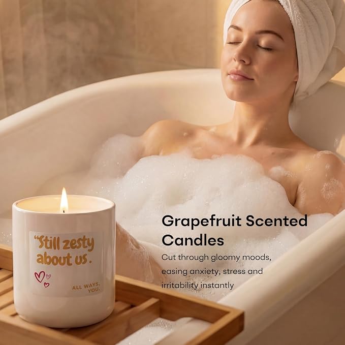 Scented Candles Gifts for Women Men, Natural Soy Wax Grapefruit Candles for Home Scented, Still Zesty About us Theme Perfect for Christmas Valentines Birthday Gifts Idea for Lovers