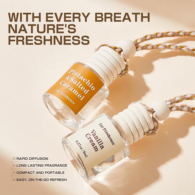Car Air Freshener Diffuser, Hanging Car Scents Air Freshener, Car Fresheners Long Lasting, Essential Oil Diffuser, Fragrance Oil Air Diffuser, 4pcs
