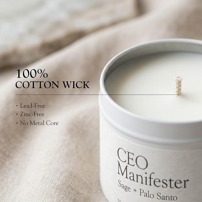 Natural Soy Wax Candle – Clean Burn Cotton Wick (No Lead or Zinc) – Phthalate, Paraben & Paraffin Free – Long-Lasting Aromatherapy – Energy Cleansing Ritual – 6 oz Tin Candle (Palo Santo)