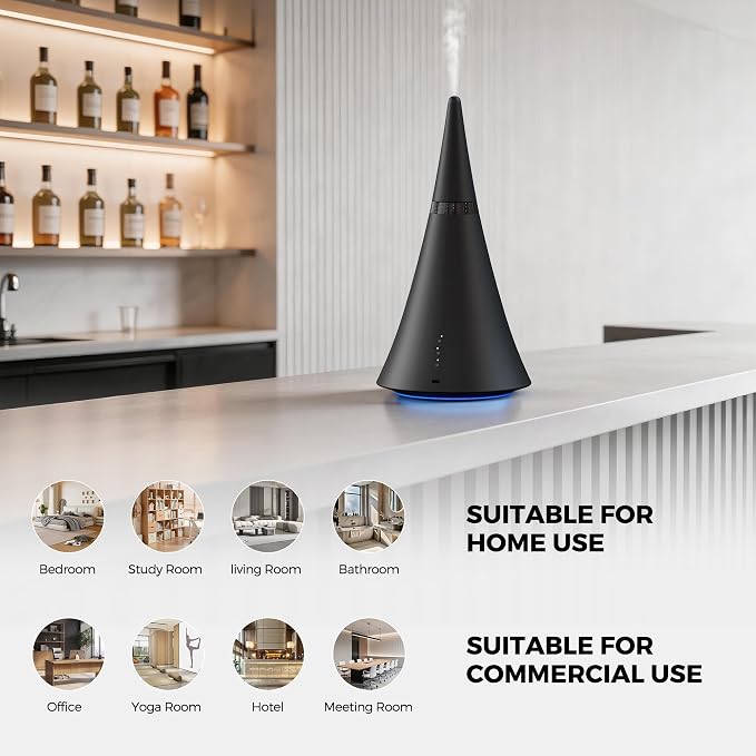 Waterless Scent Diffuser, House Scent Machine, 2000 Sq.Ft of Coverage, 100ml Large Capacity Aromatherapy Machine, Quiet,Ambient Light,Metal,Commercial for Home Large Room, Office