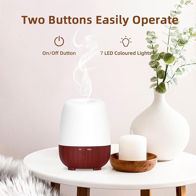 SEEDSEEL 150ML Cordless Essential Oil Diffuser, Rechargeable Battery-Operated Quiet Aromatherapy Diffuser with 7-Hour Runtime,2 Timer Settings & 7-Color LED Light for Bathroom,Bedroom,Living,Room