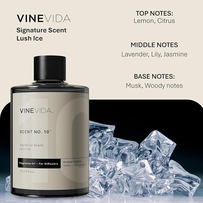 VINEVIDA Lush Ice Fragrance Oil for Cold Air Diffusers - 16 Fl Oz - Essential Oils for Diffuser Oil Refill & Air Freshener Room Spray