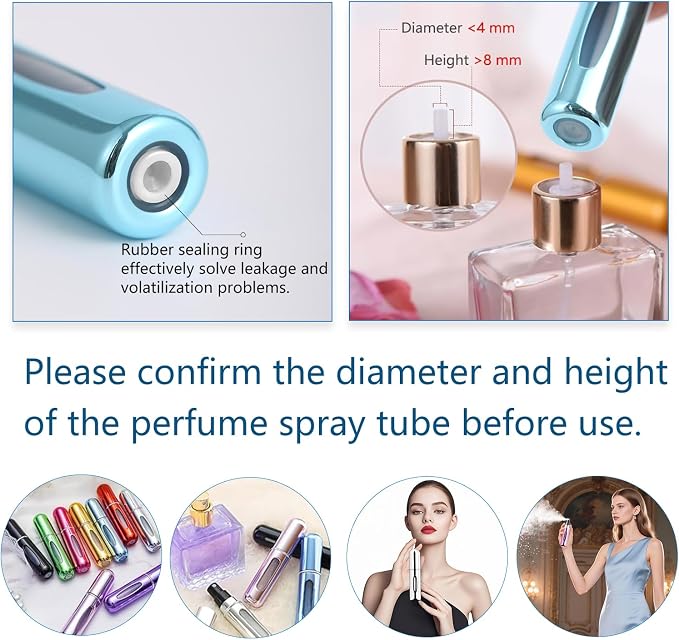 10 PCS Refillable Mini Perfume Atomizer Bottles, 5ml Portable Small Size Perfume Spray Bottles, Multicolor Aluminum Refill Scent Pump Case for Traveling and Outgoing, Pack of 5 Matte & 5 Glossy