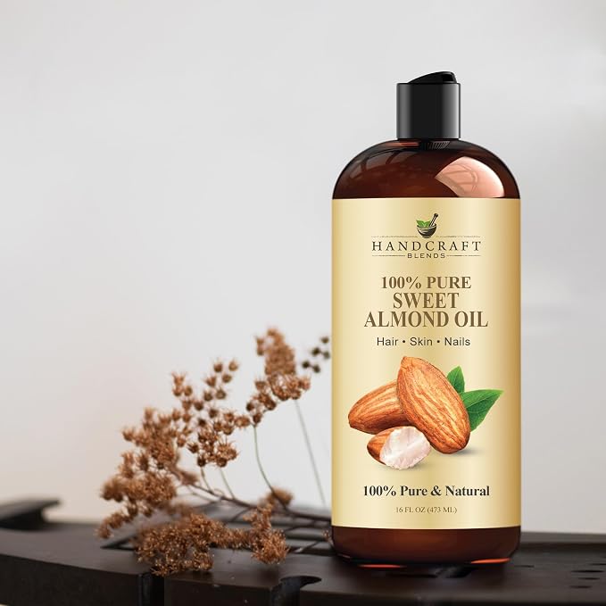 Handcraft Blends Sweet Almond Oil | 100% Pure and Natural | Bath & Body Oil | Premium Grade Carrier Oil | Skin | Hair | Body | Massage | Hexane-Free | 16 Fl Oz