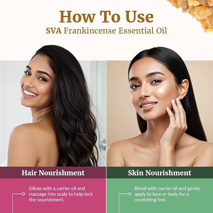 SVA Organic Frankincense Essential Oil – 16 Fl Oz – 100% Natural Boswellia Serrata Oil - for Diffuser, Hair Care, Face, Skin Care, Aromatherapy, Scalp and Body Massage, Soap and Candle Making