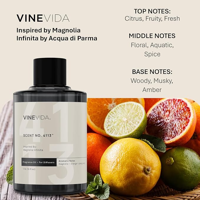 VINEVIDA [16 Oz] Inspired by: Magnolia Infinita; Diffuser Oil Refill | Premium Scent Diffuser Oil for Home | Non-Toxic Fragrance