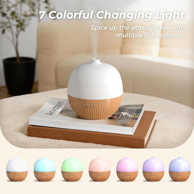 ARVIDSSON Essential Oil Diffuser, 100ml Small Aromatherapy Diffuser with Mood Light, Ultrasonic Oil Diffusers for Home, Mini Diffuser for Essential Oils, Gift for Women