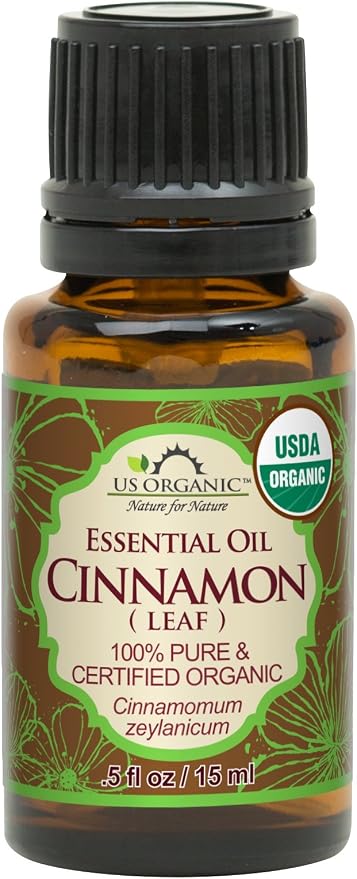 US Organic 100% Pure Cinnamon Leaf Essential Oil - USDA Certified Organic, Steam Distilled - W/Euro Dropper (More Size Variations Available) (15 ml / .5 fl oz)