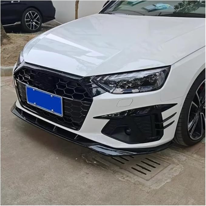 For Audi A4 S4 B9 TDI Sedan/Avant 2020 2021 2022 2023 2024 Front Bumper Lip Splitter Spoiler Diffuser Body Kit Cover(Glossy Black)