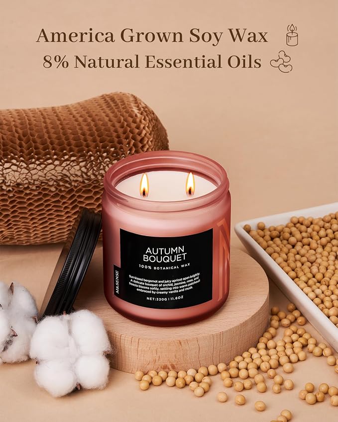 M&SENSE Orchid Jasmine Scented Valentine Candles, 70 Hours Burn Time 2 Wicks Large 11.6oz Natural Soy Wax Clean Non Toxic Candle for Holiday Birthday Gifts