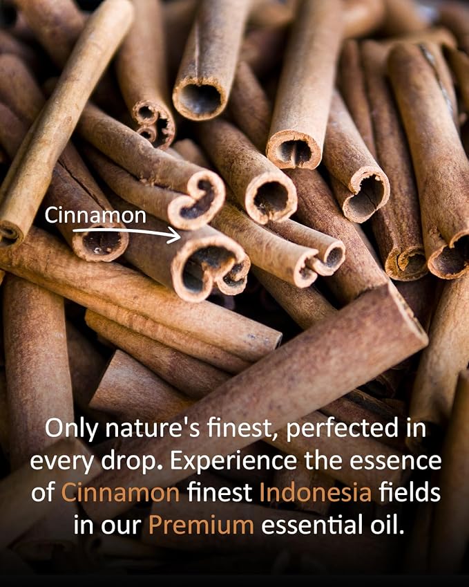 Cinnamon Essential Oil 4 fl oz (120ml) – 100% Pure Natural Cinnamon Bark Oil, Warm Cozy Scent for Water Diffuser, Massage, Hair & Skin Care, DIY Candle & Soap Making – Large Value Bottle