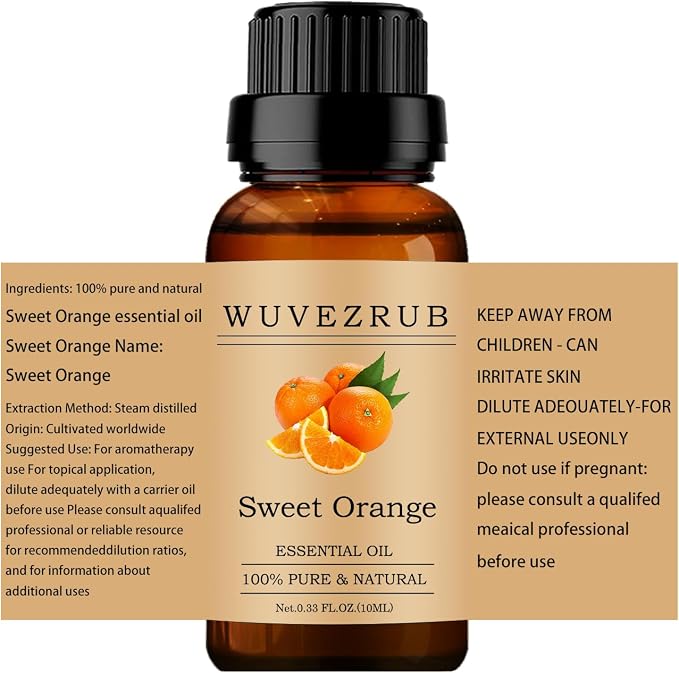 Sweet-Orange Essential Oils 10ML, 100% Pure and Natural Essential Oil for Aromatherapy Diffuser - 0.33 Fl Oz/Sweet-Orange