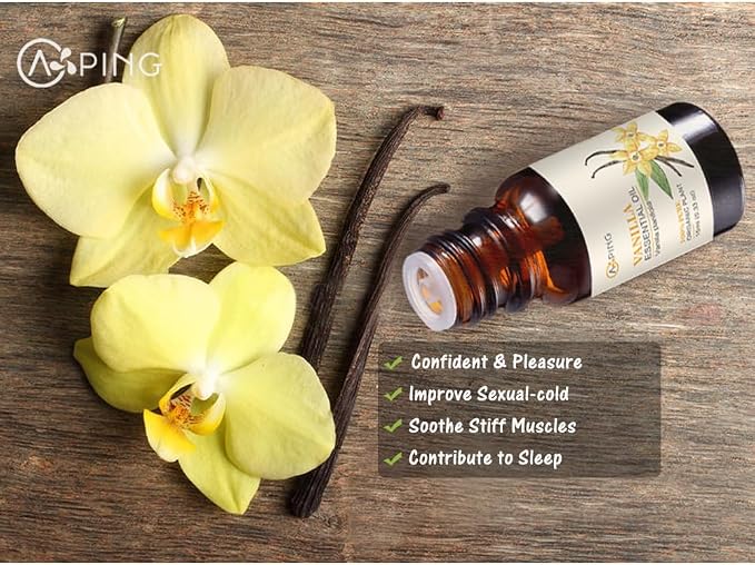 Vanilla Essential Oil - 100% Pure Organic Natural Plant (Vanilla planifolia) Vanilla Oil for Diffuser, Aromatherapy, Spa, Massage, Yoga, Perfume, Body - 0.33oz