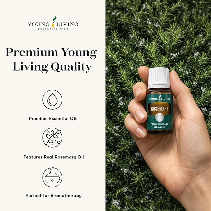 Young Living Rosemary Essential Oil | 15 ml | Crisp, Herbaceous Aroma for Diffusion, Topical Use & Aromatherapy | Supports Cognitive Clarity & Relaxation | Premium Seed to Seal® Essential Oil