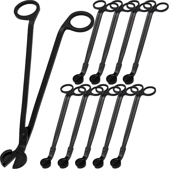 Airy Abode Candle Wick Trimmer 10 Pack, 7 Inch Stainless Steel Wick Cutters for Candles, Bulk Candle Trimmers for Cleaner Burn and Less Soot, Black