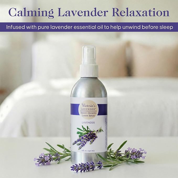 Victoria's Lavender Linen Spray - Aromatherapy Pillow Mist & Linen Spray for Bedding, Soothing Lavender Essential Oil Pure Blend for Bed & Pillows, Relaxing, Handmade in Oregon, Made in USA (32 oz)