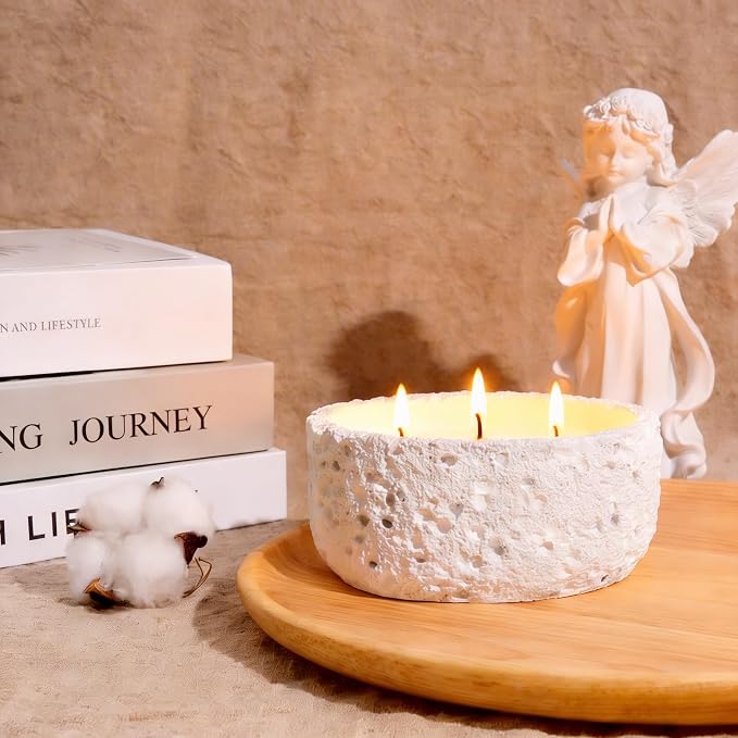 Viyffo 20oz Large White Scented Candle – Vanilla Dreamscape, 3 Wick Non Toxic Soy Candles in Matte Ceramic Jar, Perfect for Luxury Home Fragrance, Elegant Room Décor & Premium Gift for Women