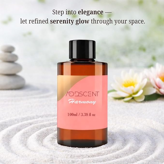 Harmony Fragrance Oil 100ml for Diffuser, Soothing Floral and Citrus Aroma for Bedroom Living Office Spa, Layered Notes of Orange Flower, Jasmine, Rose & Patchouli for Warm Peaceful Ambiance