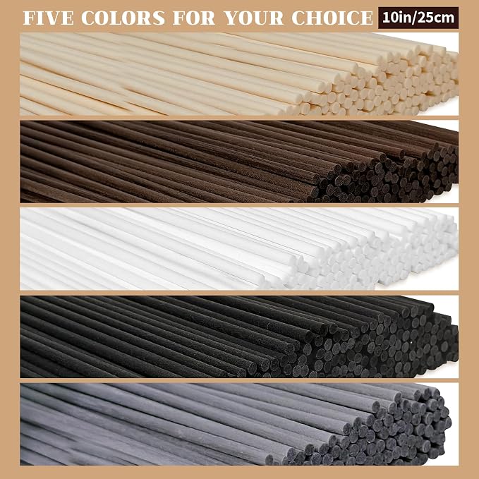 5 Mixed Colors Reed Diffuser Sticks 10inch/3mm - 130pcs Fiber Reed Fragrance Sticks Refill for Home and Bathroom - Rattan Essential Oil Sticks for Scented Diffuser (3mm X 25cm (130pcs))