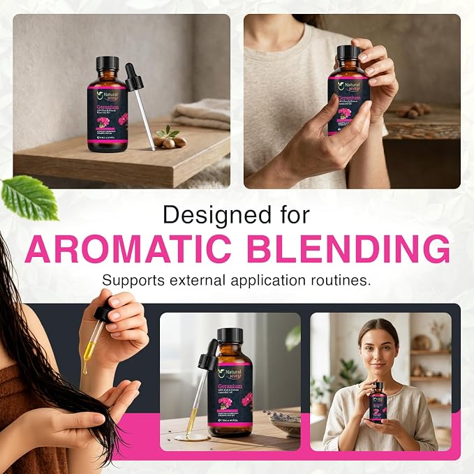 Geranium Essential Oil for Diffusers | Natural Aroma Oil for Home Fragrance, Humidifier & DIY Candle Making, Long Lasting Scent for Office, Bedroom & Soothing Scent 4 Fl Oz (120 mL)