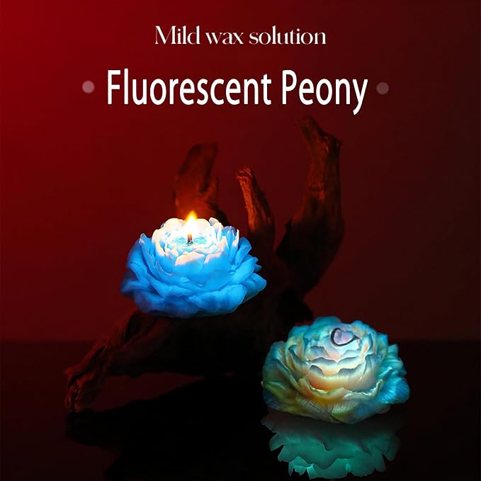 118.4°F 2 Pcs Low Temperature Candles Peony Flower Shaped Scented Candles Low Heat Body Safe Candles Wax Play for Couples Date Night (4, Fluorescence)
