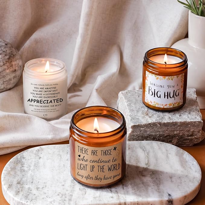 MULCHUM Lavender Scented Candle, Memorial Gift for Loss of Loved One, Relaxing Natural Soy Wax Jar Candle for Sympathy Gift Stress Relief, 7oz 45 Hours Long Lasting Burn