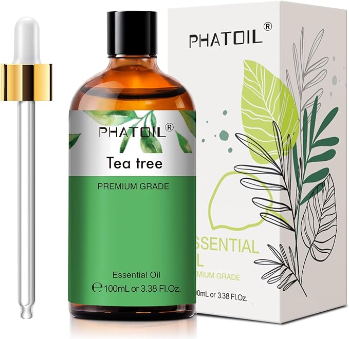 Tea Tree 3.38fl.oz Essential Oil, PHATOIL Pure Aromatherapy Oils for Diffuser, Humidifier, Perfect for DIY Soap, Candle, Bath Bombs Making(100ml)