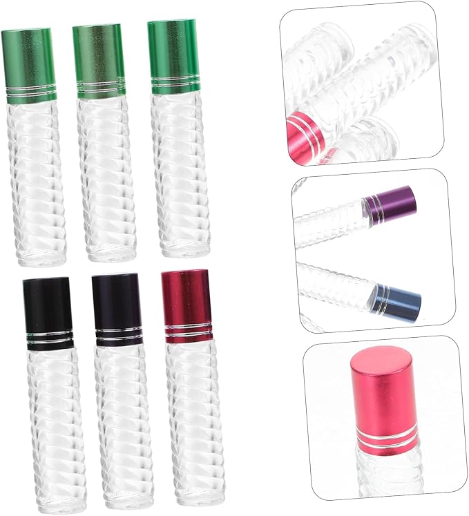 FUOYLOO 12pcs 5ml Glass Roll-on Bottles with Caps Essential Oil Roller Bottle Kit Portable Refillable Perfume Sub-packaging for Travel and Aromatherapy Random Color