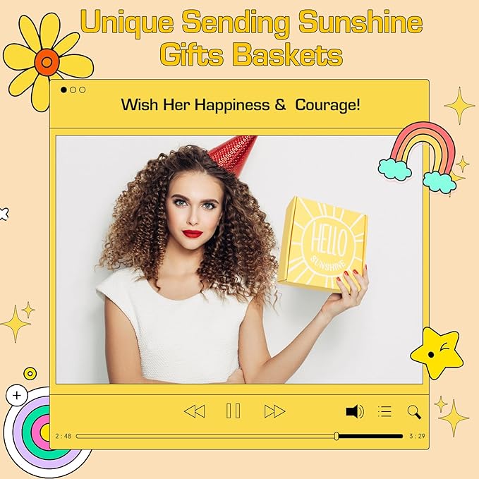 Gift Baskets for Women, 10pcs Unique Birthday Gifts for Women, Best Friend Birthday Christmas Gift, Get Well Soon Gift Basket Sending Sunshine Cheer Up Box for Sister Friendship - BRIGHTEN UP HER DAY