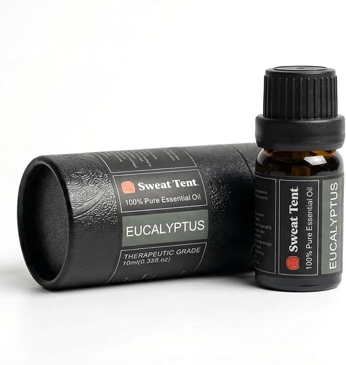 SweatTent Premium Eucalyptus Essential Oil for Sauna – Pure Botanical Grade Aromatherapy – Natural Steam Room Scent – 10ml Bottle – Ideal for Wellness & Home Spa Relaxation