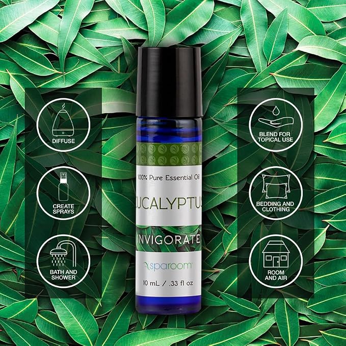 SpaRoom Aromatherapy 100% Pure Essential Oils for Diffusers and Air Freshners, Invigorate Eucalyptus, 10 mL