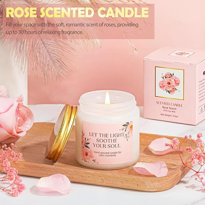 Gifts for Women, 9pcs Happy Birthday Gifts for Women, Christmas Ideas Mothers Day Gift Baskets Unique Rose Self Care Set Valentines Day Gift for Her Mom Sister Wife Friend Friendship Teacher