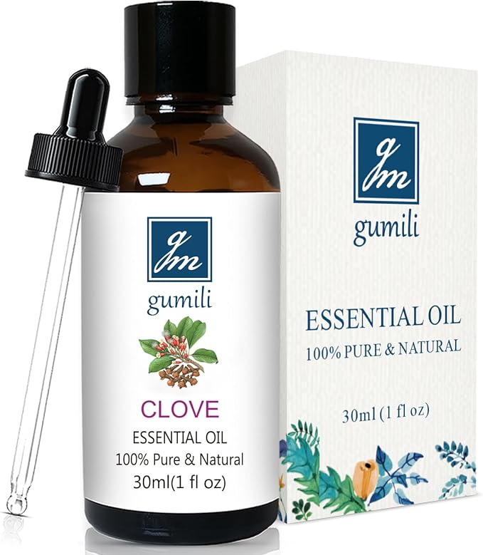 GM Gumili Clove Oil 1 Oz, 100% Pure Clove Bud Essential Oil for Teeth and Gums, Natural Aromatherapy Essential Oils for Diffuser, Skin and Hair Care