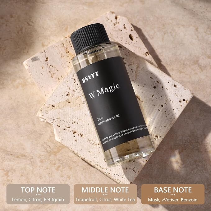 Hotel Diffuser Oil W Magic - The Iconic 5-Star Hotel Coastal Blend - Lemon Bergamot Sea Breeze - 120 mL Premium Fragrance Oil for Ultrasonic and Waterless Diffusers and Crafting