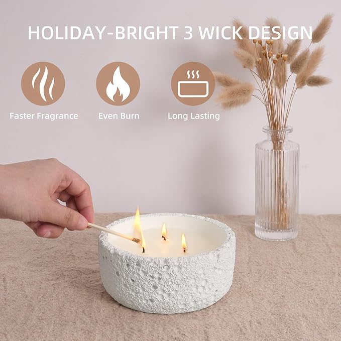 Viyffo 20oz Large White Scented Candle – Vanilla Dreamscape, 3 Wick Non Toxic Soy Candles in Matte Ceramic Jar, Perfect for Luxury Home Fragrance, Elegant Room Décor & Premium Gift for Women