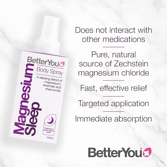BetterYou Magnesium Muscle Body Spray - Relaxing Topical Magnesium and Essential Oil Spray - Lavender and Chamomile - Promotes Better Sleep - 3.38 oz (Pack of 3)