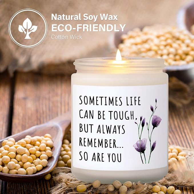 Shqiueos Get Well Gifts for Women, Inspirational Candle 7oz, Cancer Care Gifts for Women, Sympathy Gift, Cheer up, Comfort, Surgery Recover, Encouragement Lavender Scented Handmade Candle
