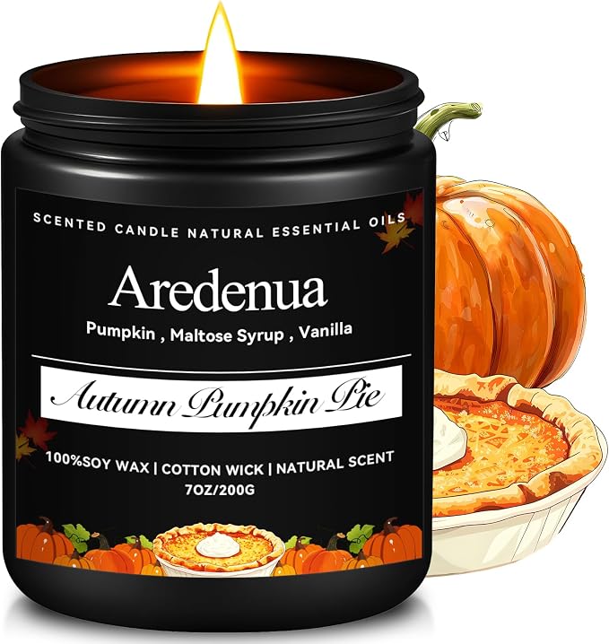 Pumpkin Pie Candle – Holiday Winter Scented Candles, Warm Spiced Pumpkin Aroma for Christmas Home Décor, Cozy Seasonal Candles Gift for Women & Men, Long-Lasting Soy Wax Candle