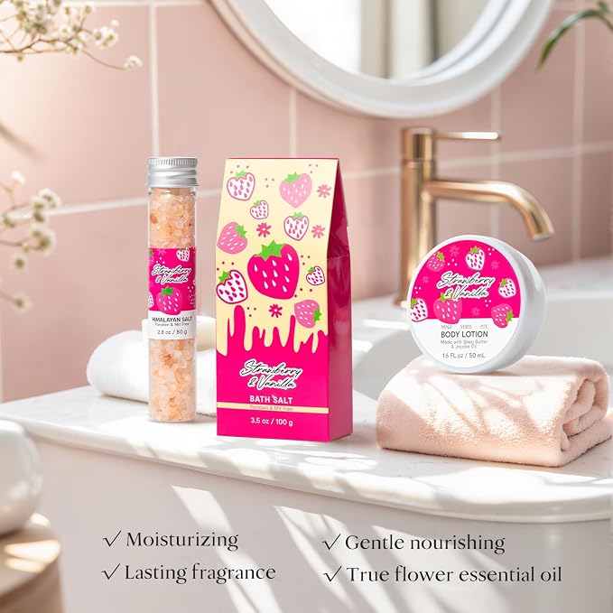 Spa kit Unique Gifts Basket for Women, Rose Bath and Body Gift, Birthday Gifts Skin Care Set, Self Care Pampering Kit Teen Girls Tote Bag Home Spa, Comb, Birthday, Mother Day, Bridal Shower