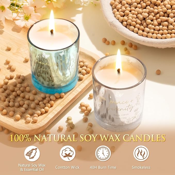 Mothers Day Gifts for Women Mom Friend Sister, Unique Birthday Gifts for Women Girlfriend Wife Daughter, Christmas Candles Hummingbird Rotating Scented Candles Set for Woman w/Crochet Flower Bouquet