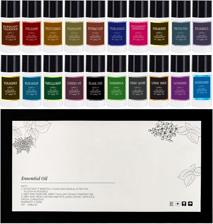 Car Air Freshener Refill Cologne Aromatherapy Oil 20 PCS, Essential Oils Mixed Fragrance Set for Car Diffusers (No Diffuser Included)