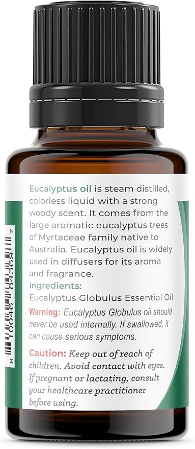 Viva Doria Eucalyptus Essential Oil, 100% Pure, Natural, Essential Globulus Oil, Undiluted, for Aromatherapy | Food Grade, 15 mL (0.5 Fluid Ounce)