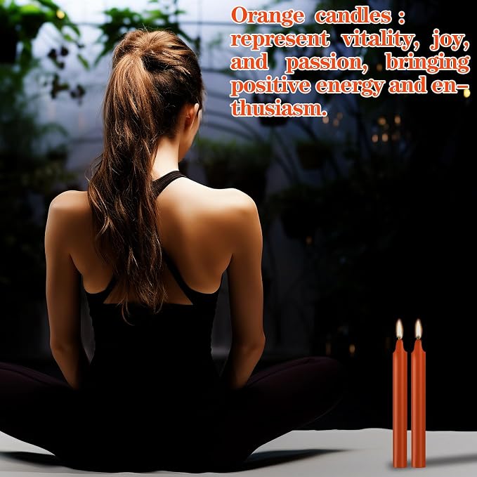 24 Pack Orange Spell Chime Candles – Premium Mini Unscented Taper Candles for Rituals, Prayer, Birthdays, Meditation, Altar, Spells, Chime Candles - 4 Inch Tall - Ideal for Witches
