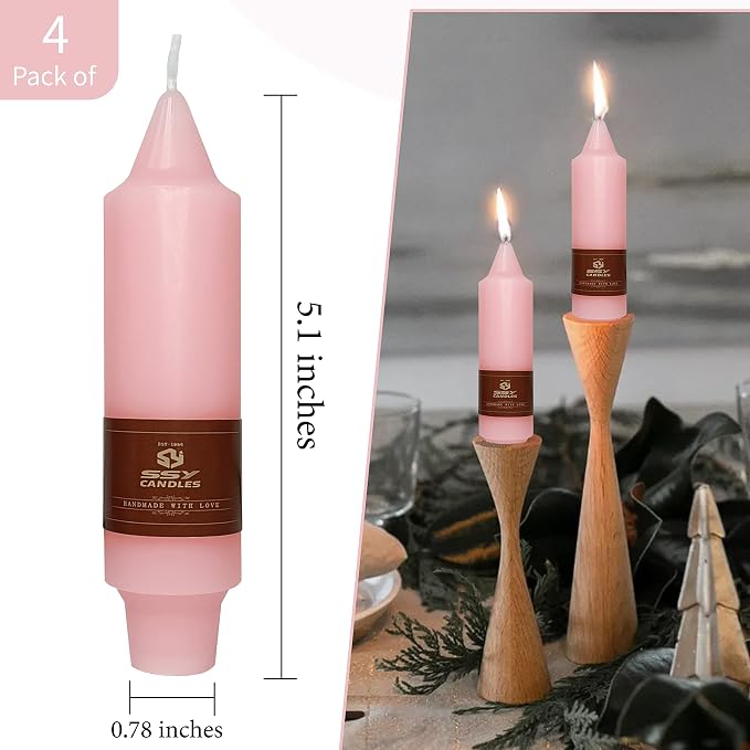 4 PCS Taper Candles Gradient Pink Taper Candlesticks 5 inch Short Candle Sticks for Dinner Household Wedding Party Home Décor Candlesticks