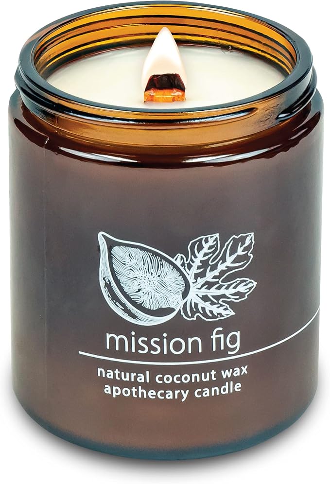 Hemlock Park Mission Fig Apothecary Hand-Poured Scented Candle | Crackling Wood Wick, Botanical Fragrance & Coconut Wax | Up to 60 Hour Burn Time | 8 oz