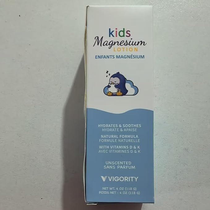 Magnesium Lotion for Kids & Babies Sleep – Unscented Bedtime Body Cream with Natural Ingredients for Sensitive Skin – Topical Magnesium, Multi Vitamins Moisturizer for Relaxation, Soothing Relief