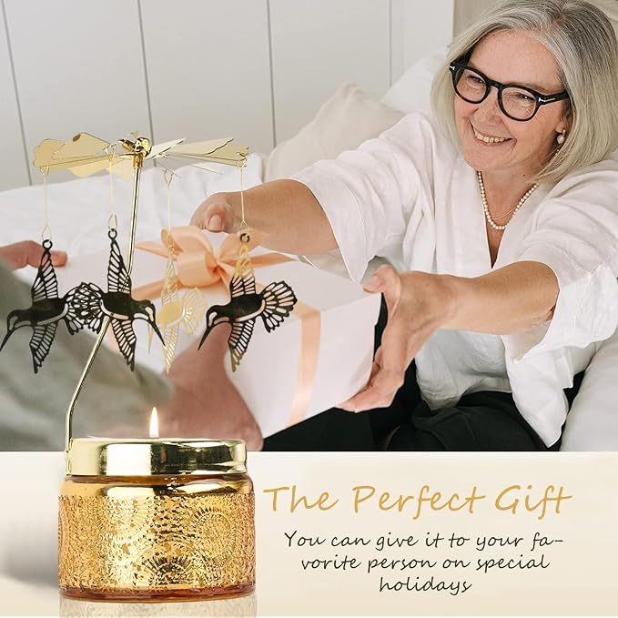 Hummingbird Gifts for Women,Rotating Candles Carousel Unique Birthday Gift for Best Friends Her Scented Candle with Gift Box