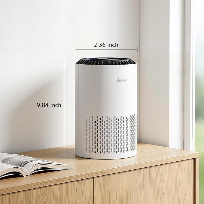 AROEVE Air Purifiers for Bedroom Home, Air Purifier For Smoke Pollen Dander Hair Smell Air Cleaner with Sleep Mode Speed Control For Bedroom Office, MK01- White(Available for California)