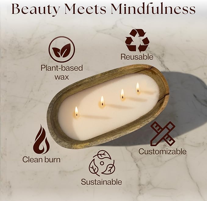 LILY LADUE Sand Candle Kit - 1Lb/16Oz Pearled Candles Sand and Wicks (24) with Wood Holder, Unscented Aroma Beads, Reusable Pearled Candle Wax for DIY Home Kit, Powder Beads Refill Available